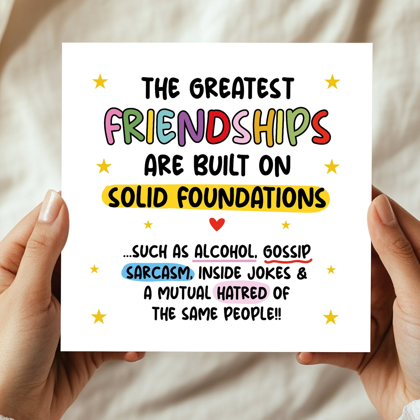 Card For Best Friend FRIENDSHIP Card With Kraft Envelope