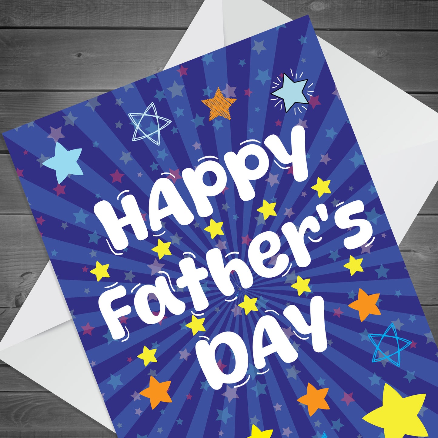 HAPPY FATHERS DAY CARD WITH ENVELOPE Star Design Card For Dad