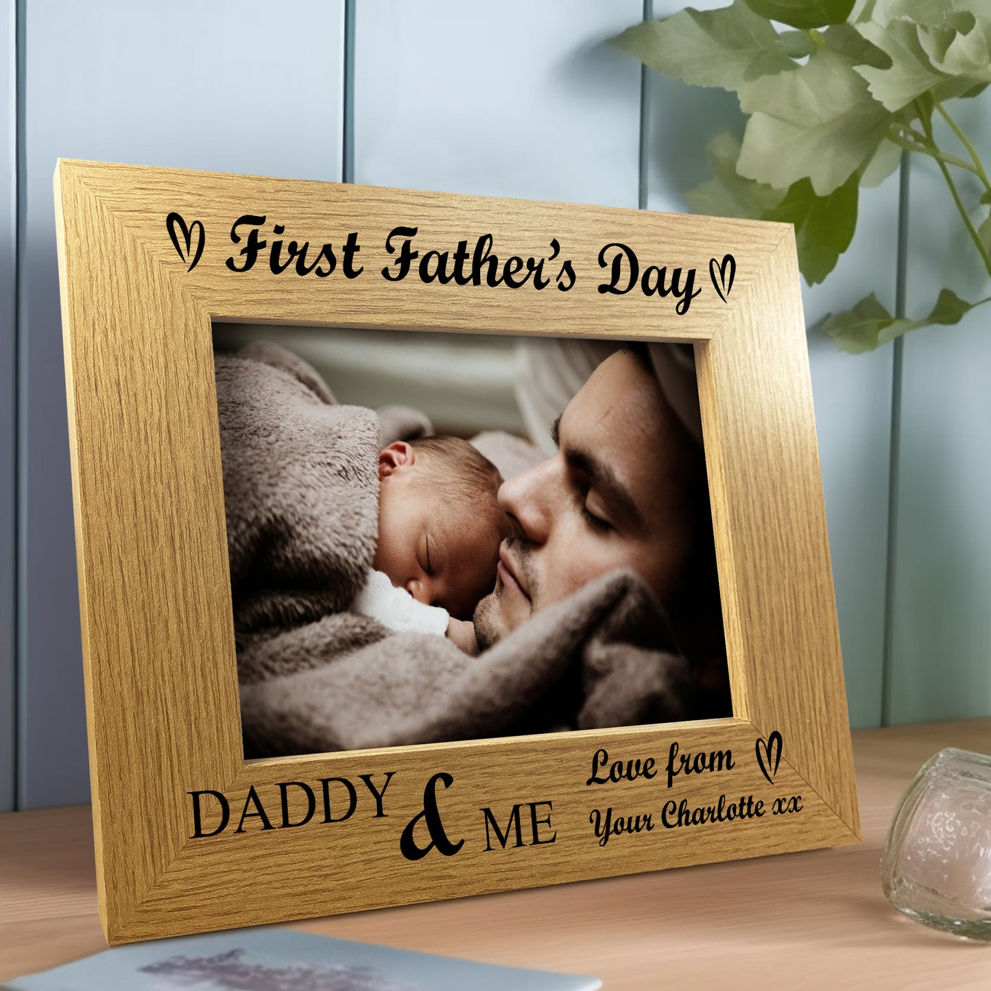 First Fathers Day Personalised 7x5 Photo Frame Gift For New Dad
