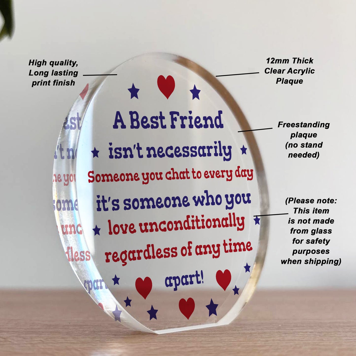 Special Friendship Gift For Long Distance Friend Acrylic Plaque