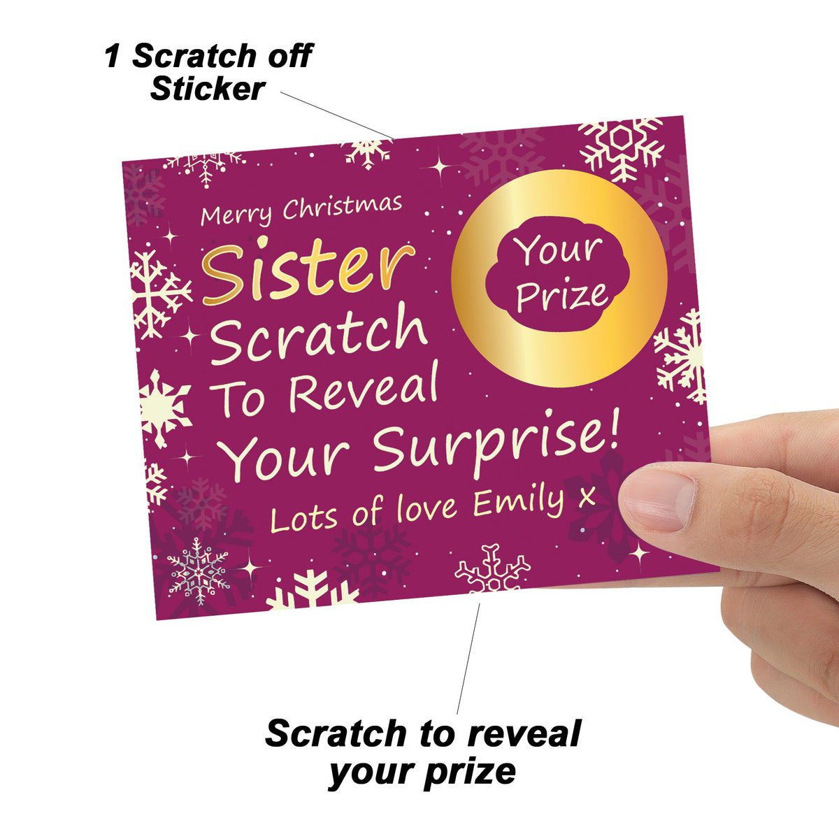 Personalised Sister Christmas Scratch Reveal Card Surprise
