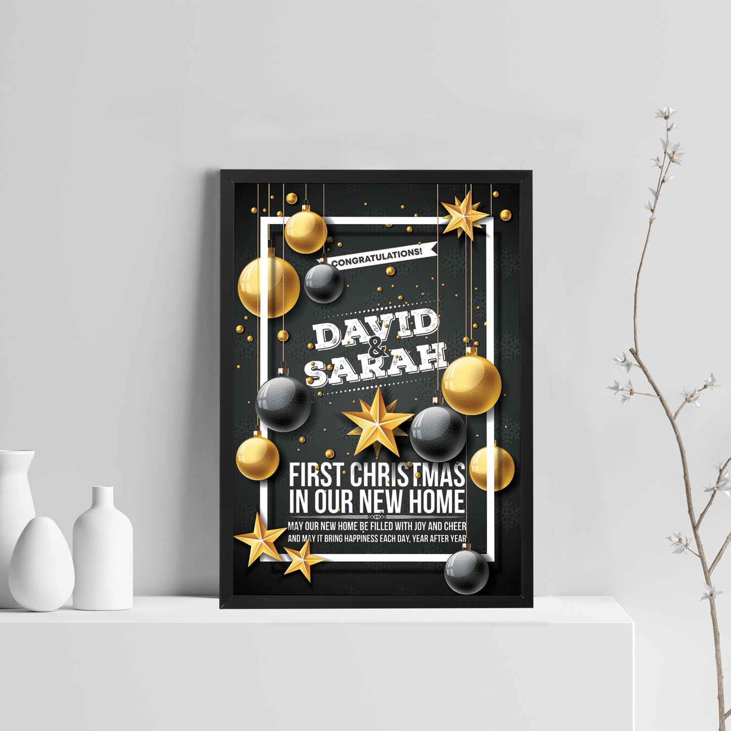 Personalised First Christmas In Our New Home Framed Print Couple