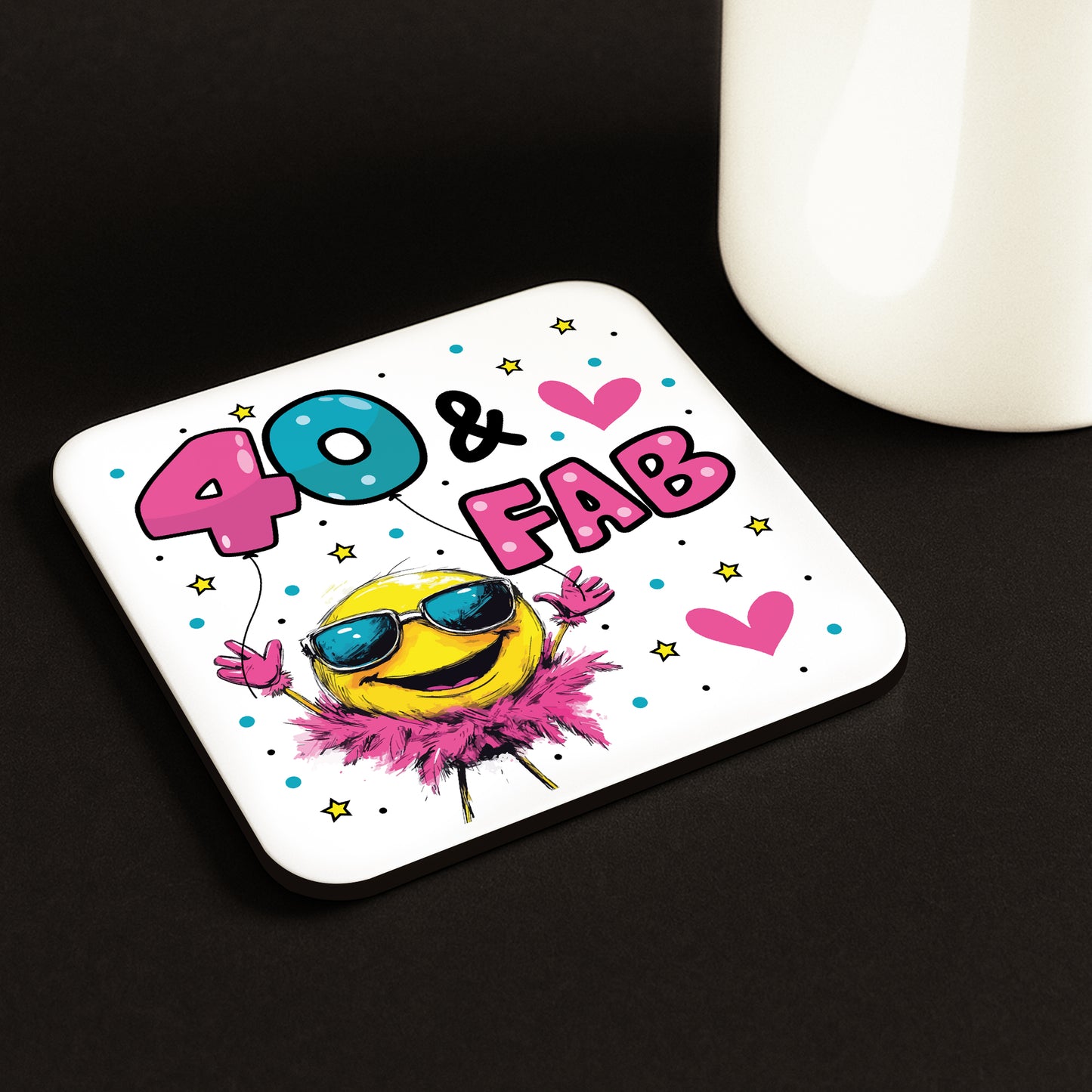 Funny 40th Birthday Gift For Women 40 AND FAB Coaster Gifts