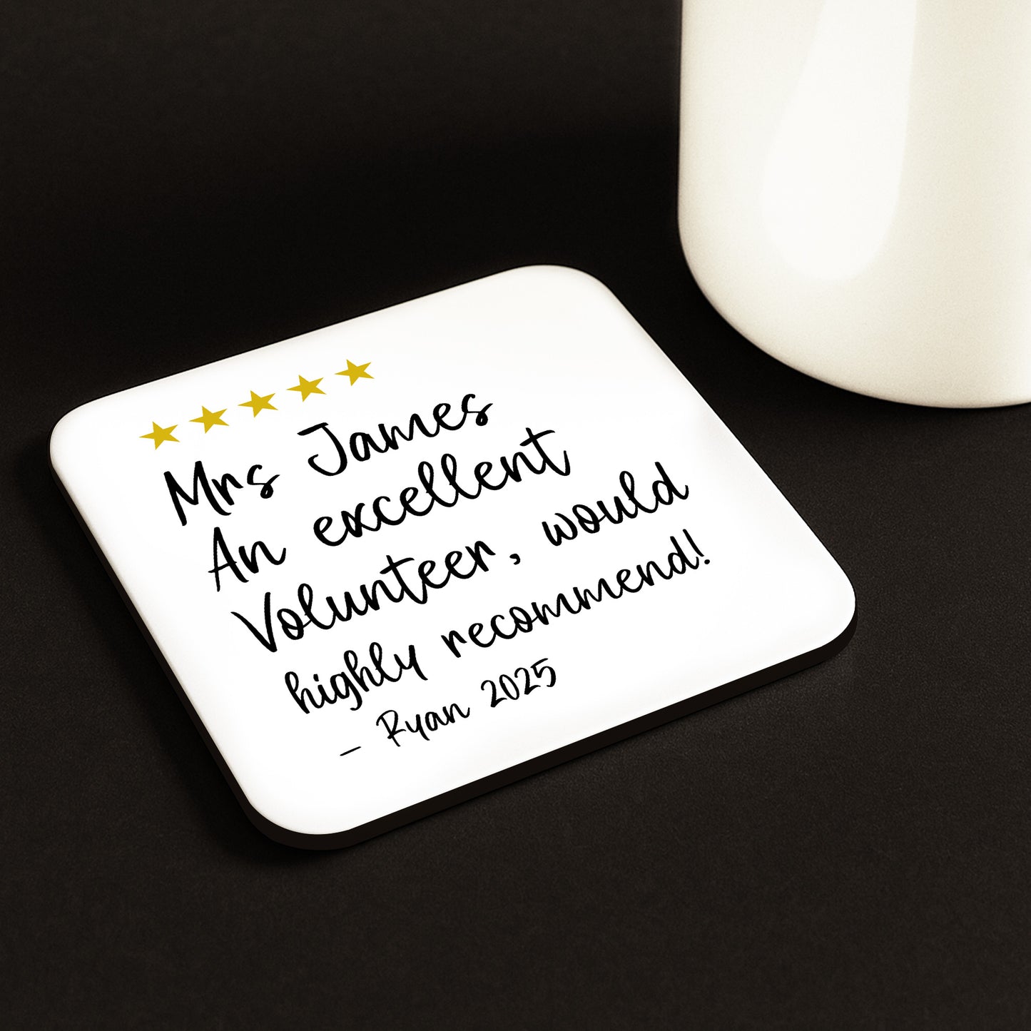 Personalised Excellent Volunteer Coaster Appreciation Gift