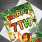 7th Birthday Card for Boy Girl Jungle Safari Animals 7 Years