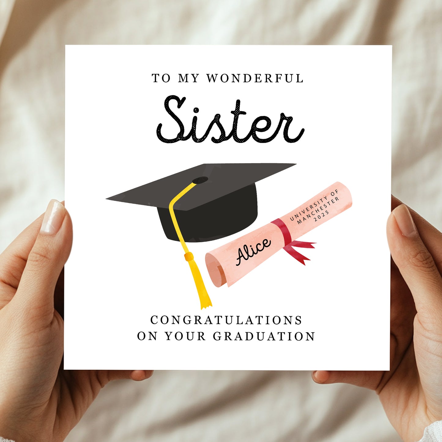 Personalised Graduation Card Sister Congratulations Well Done