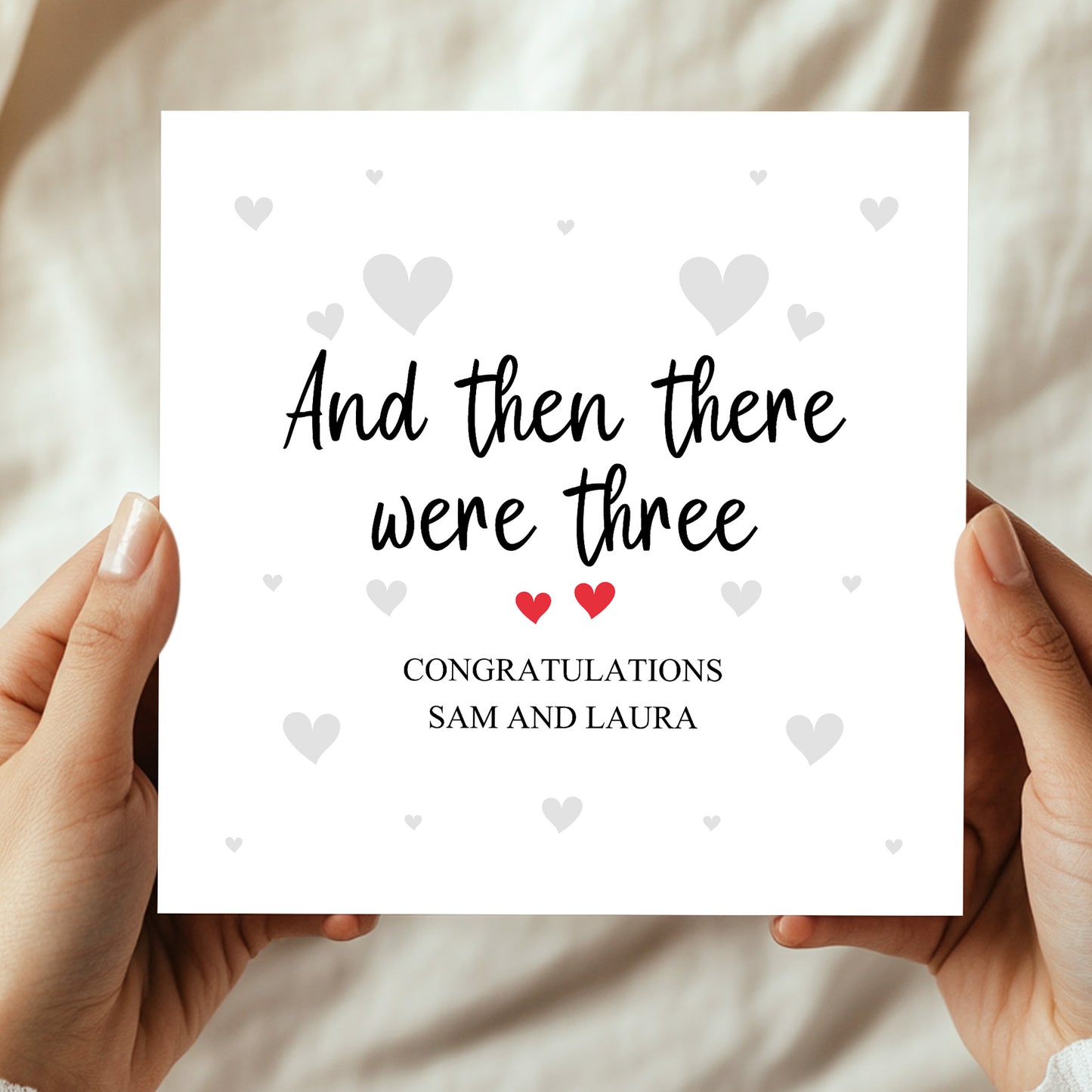 Pregnancy Card Personalised Then There Were Three Congratulation