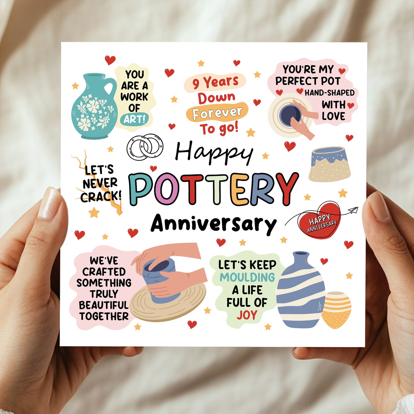Funny 9th Anniversary Card Pottery Anniversary Cards For Husband