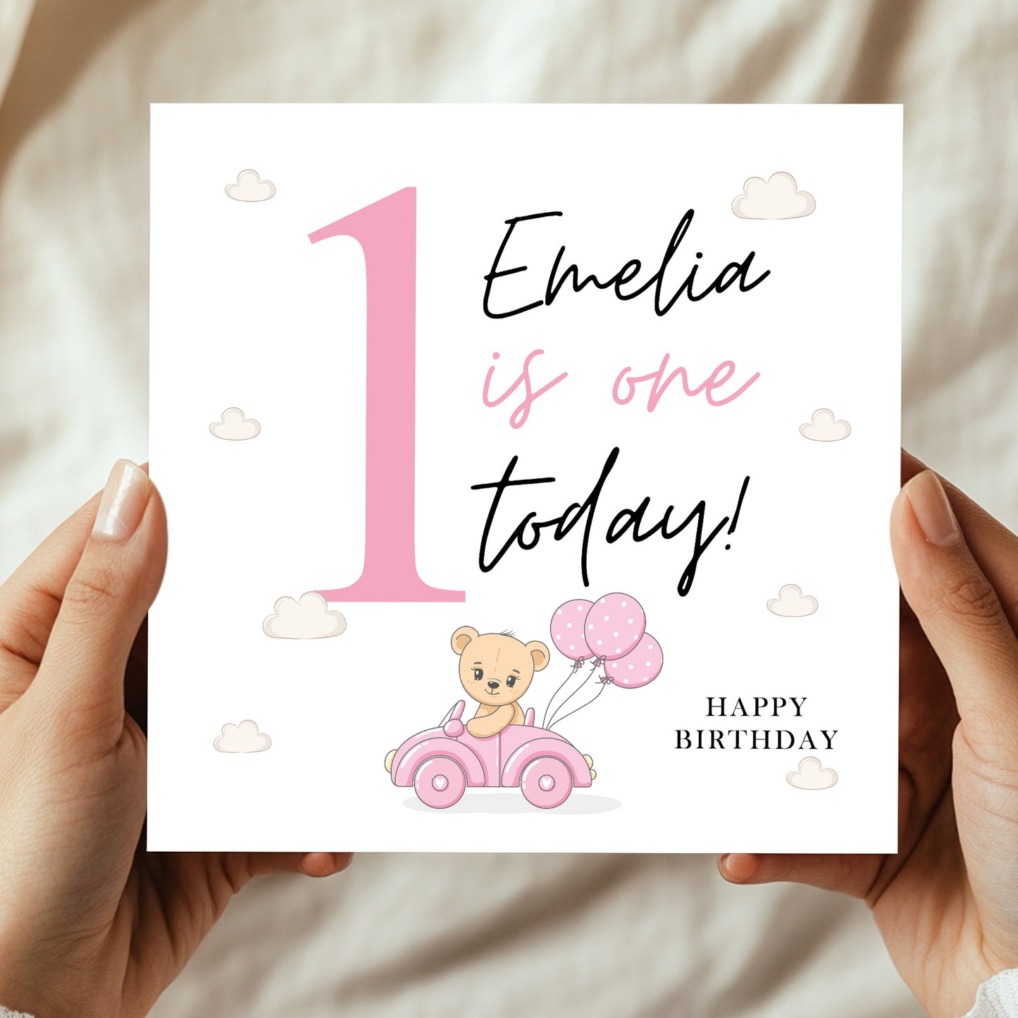 Personalised 1st Birthday Card ONE TODAY Daughter Granddaughter