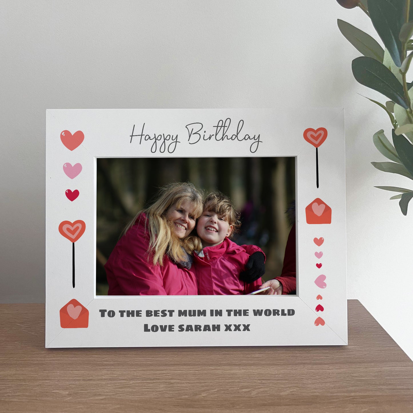 Personalised Birthday Mum Photo Frame White Wooden 7x5 Frame