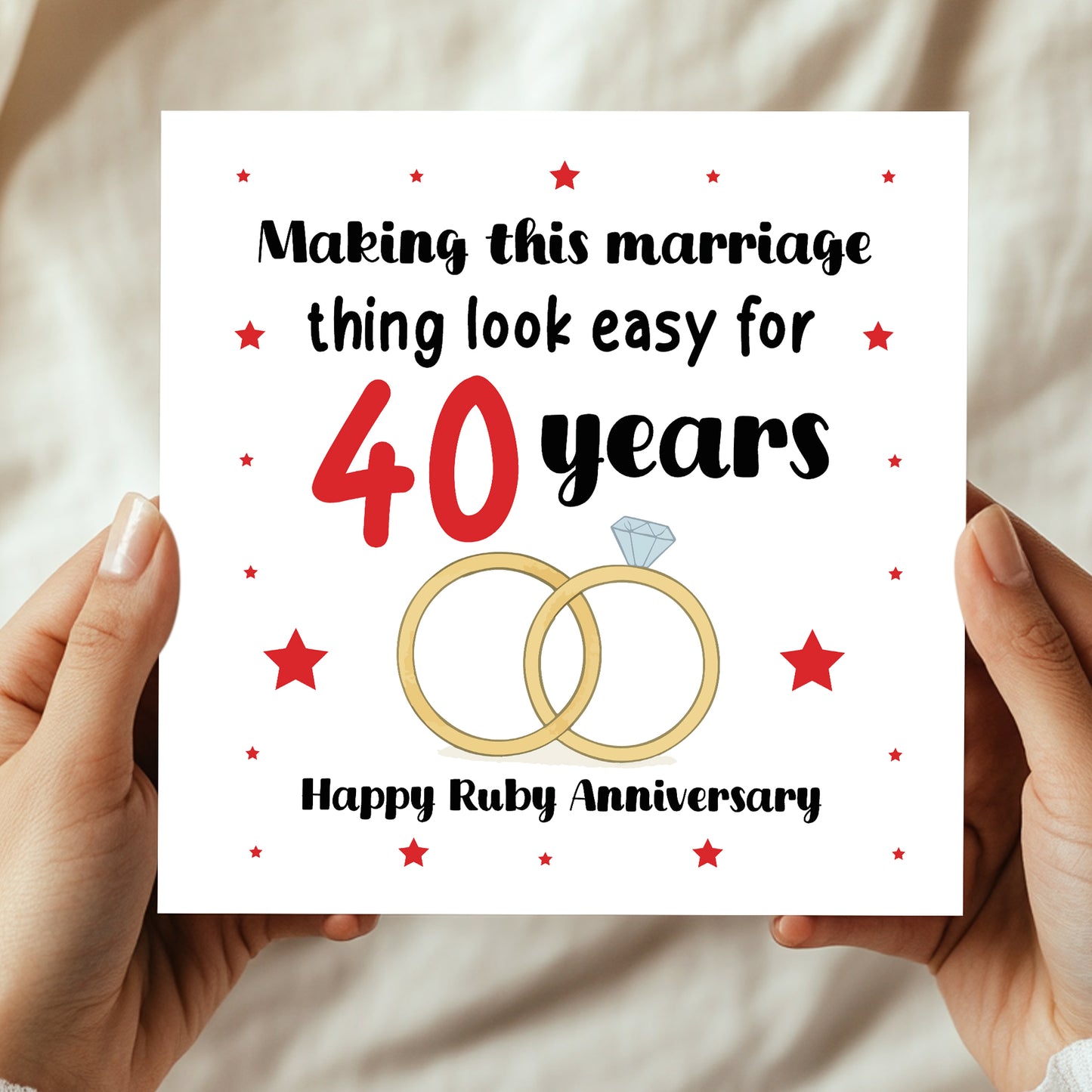40th Wedding Anniversary Card For Husband Wife Couple Ruby