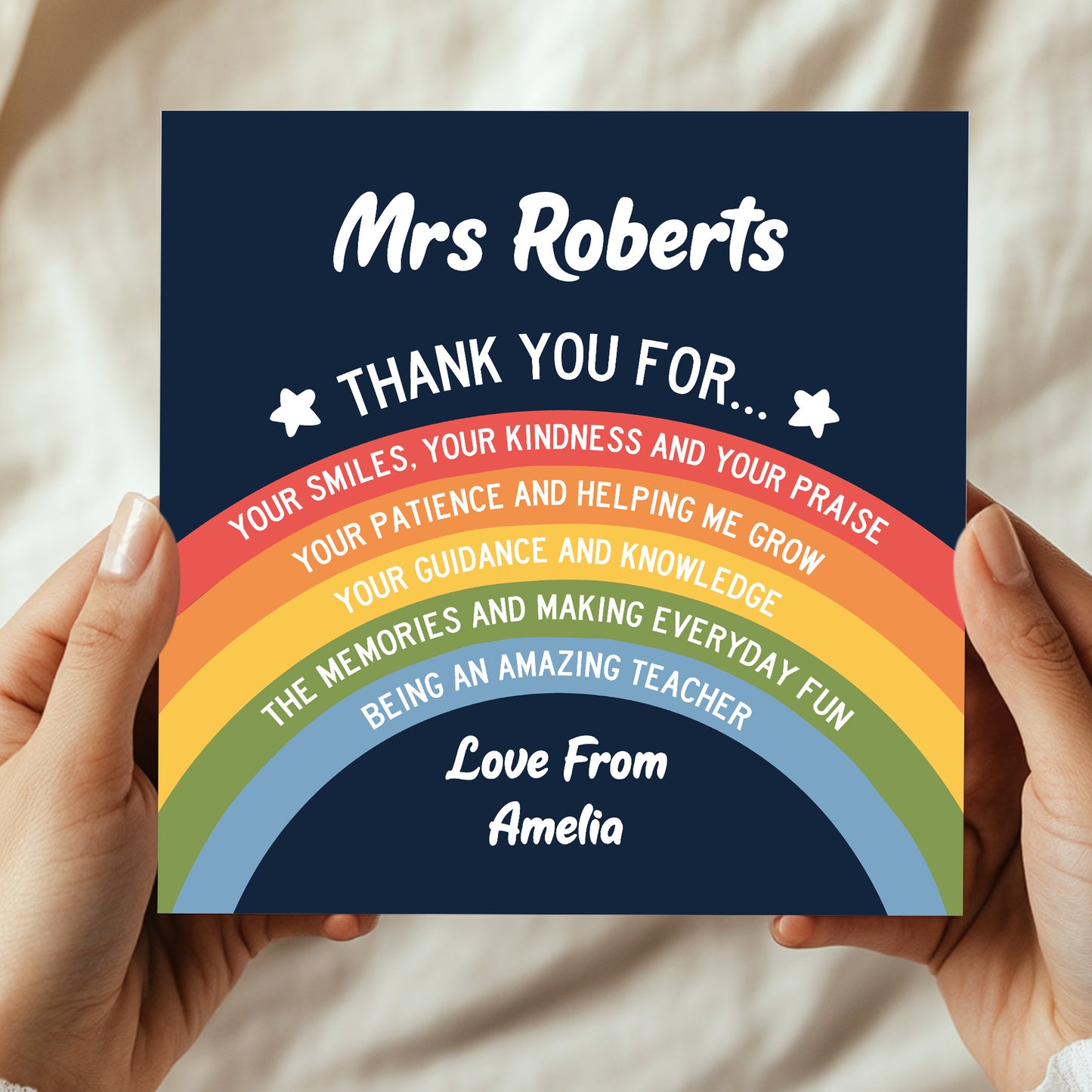 Personalised Amazing Teacher Card With Kraft Envelope Thank You