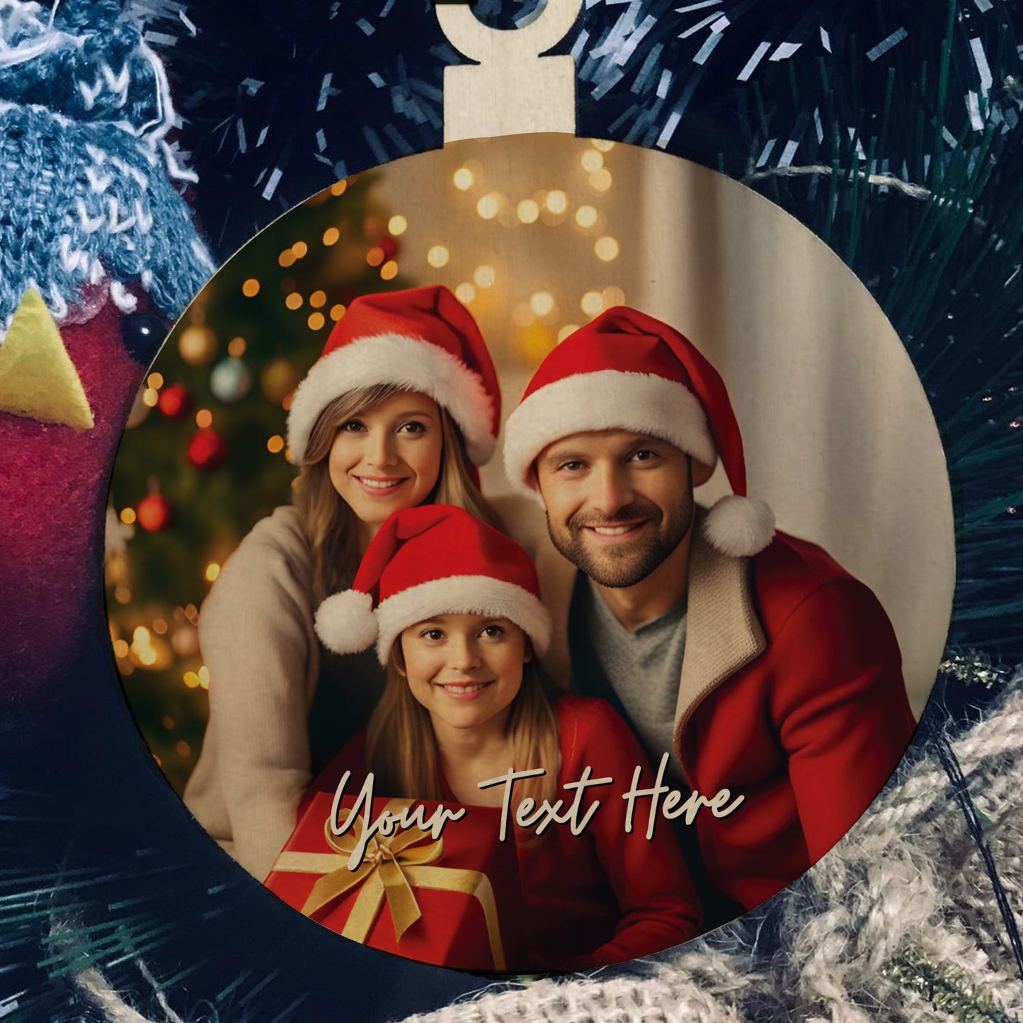 Personalised Christmas Tree Decoration with Photo Family Bauble