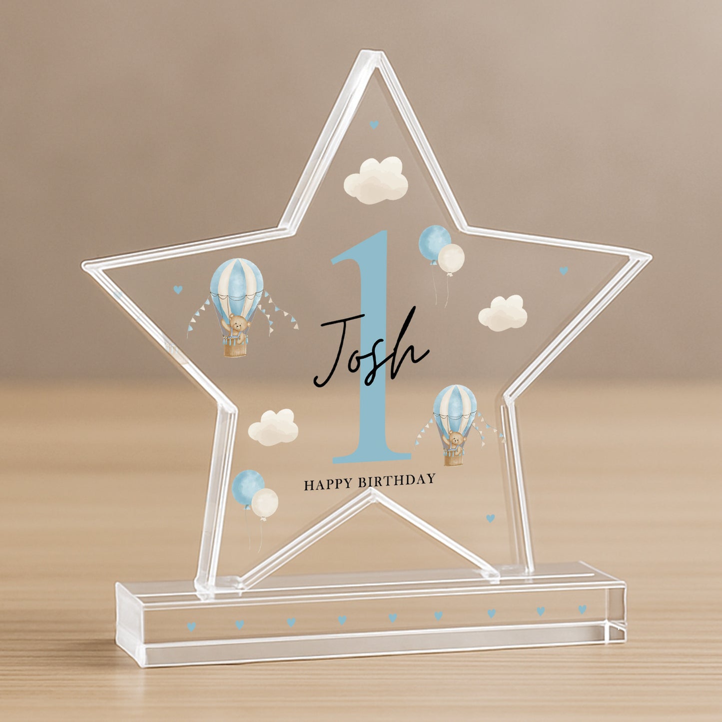Personalised 1st Birthday Gift For Baby Boy Acrylic Star Plaque