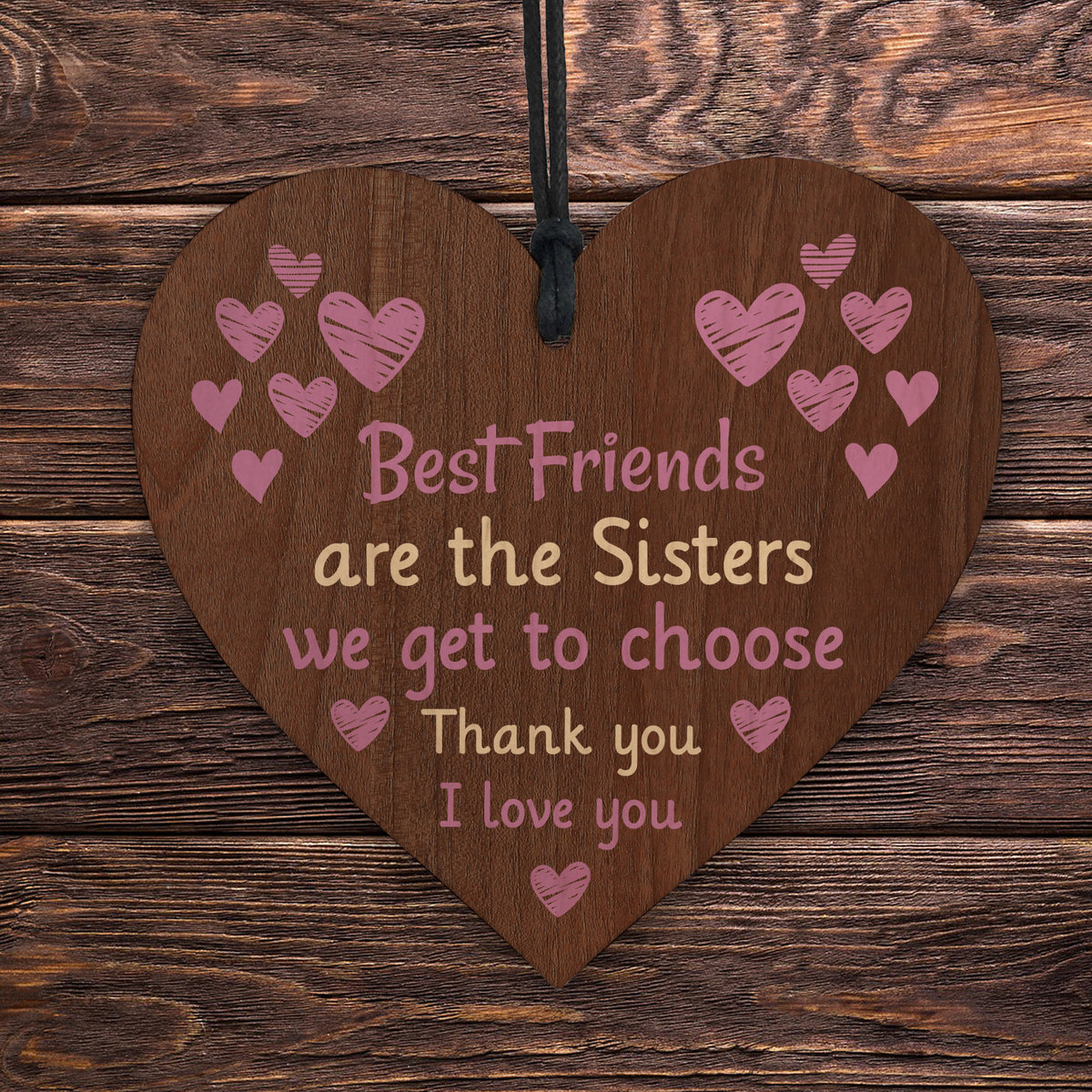 Friendship Gifts For Her Wood Heart Best Friend Gift for Women