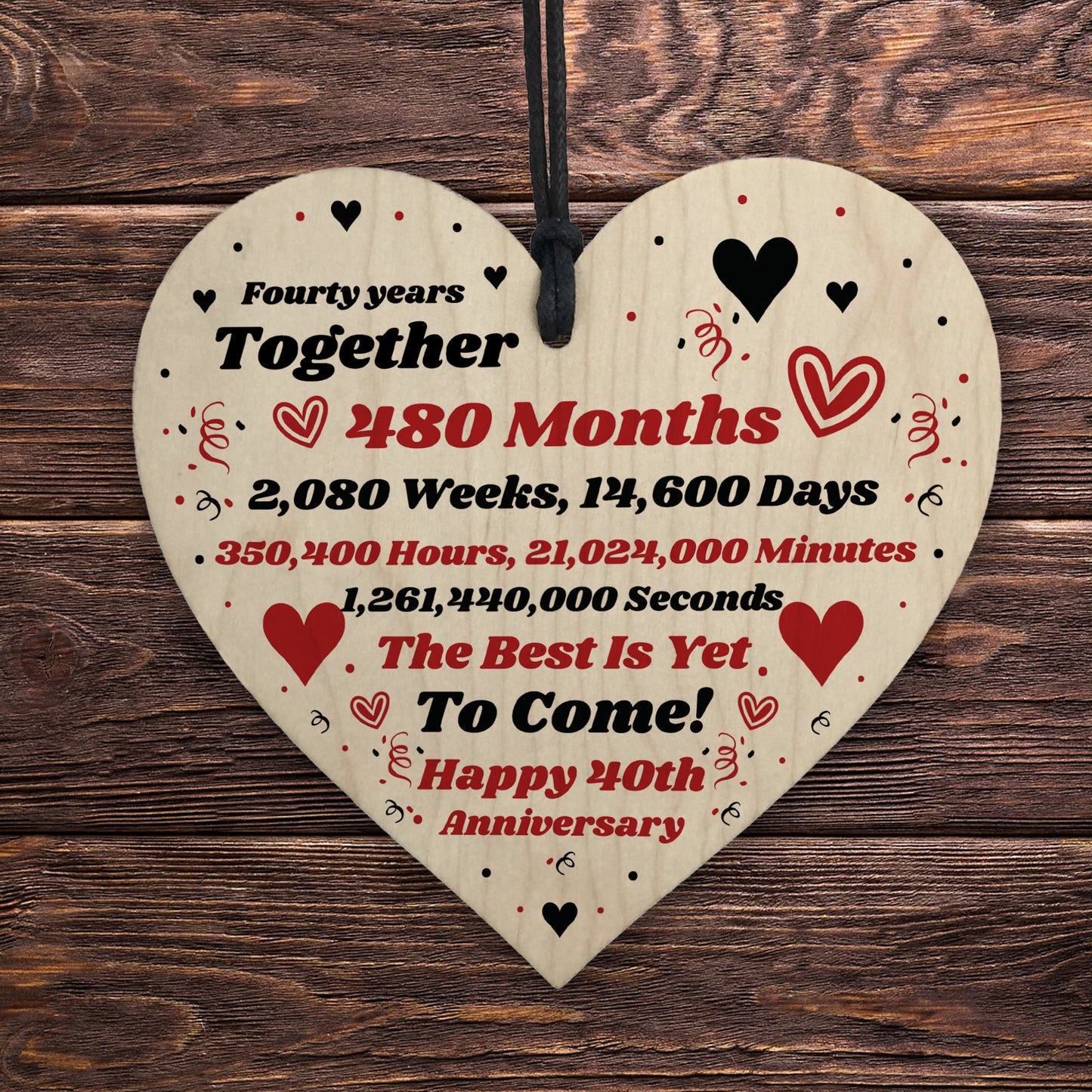 40th Anniversary Gift Husband Wife Wedding One Year Mr & Mrs
