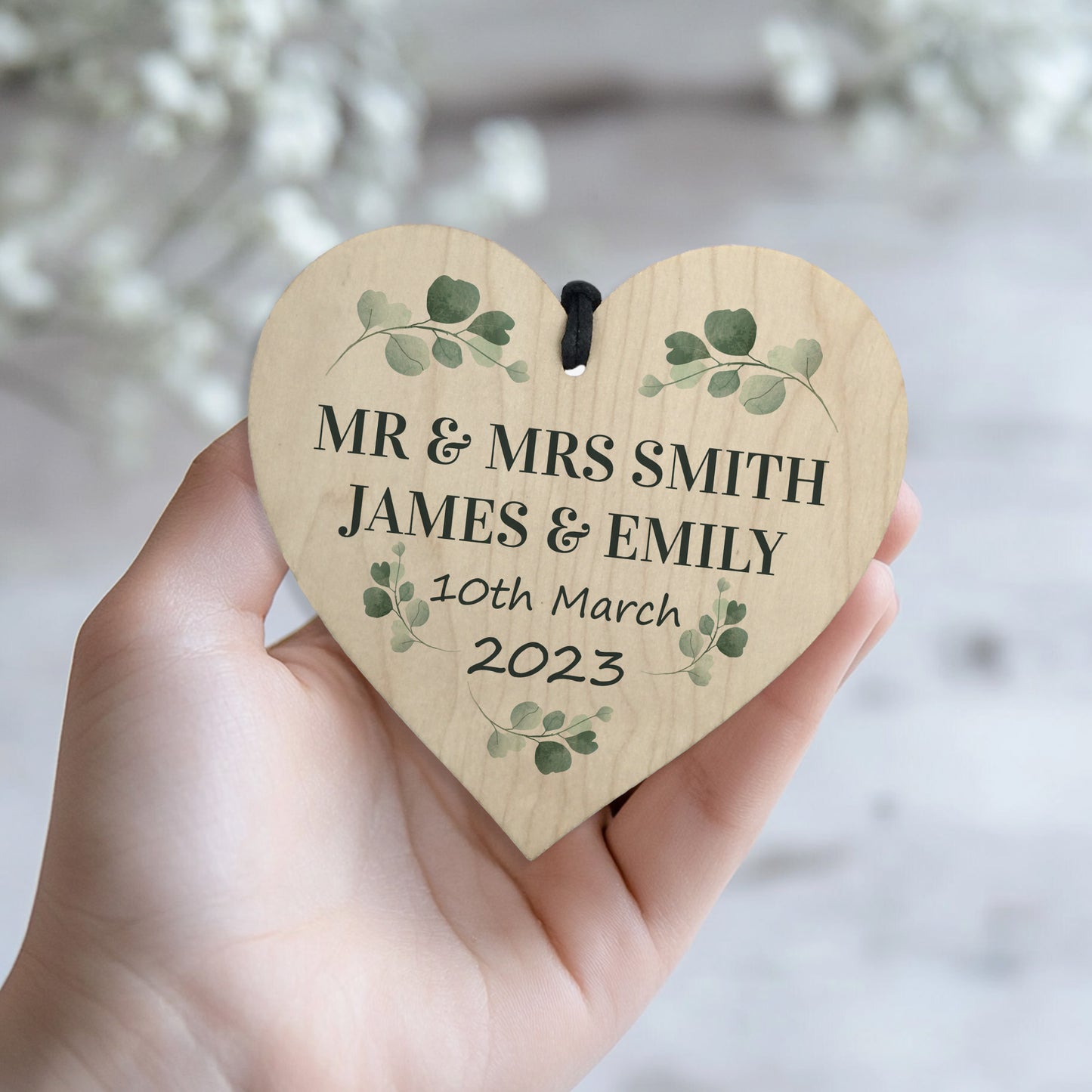 Personalised Wedding Gift Wood 7x5 Photo Frame Wood Heart