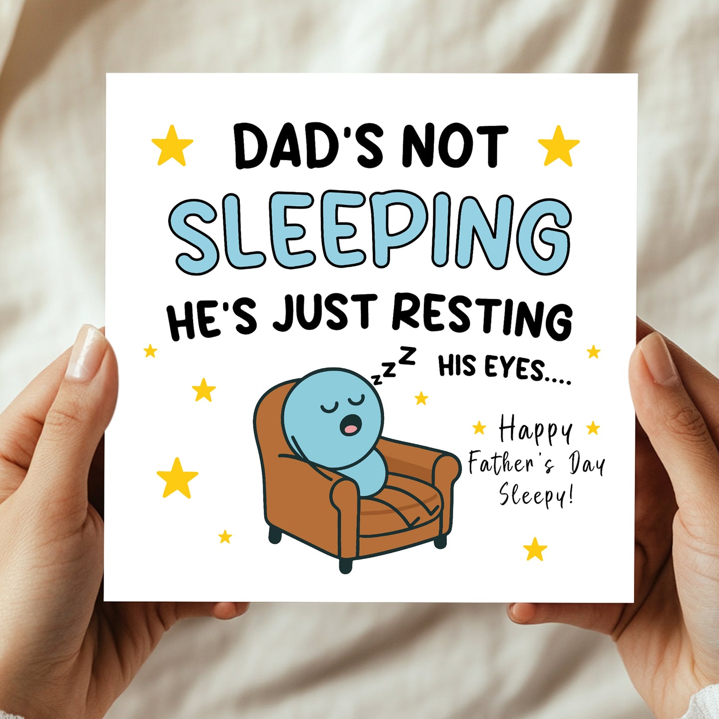 FUNNY Dad Card For Fathers Day Hes Just Resting His Eyes Humour