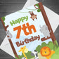 7th Birthday Card for Boys Girls Seventh Birthday Jungle Cards