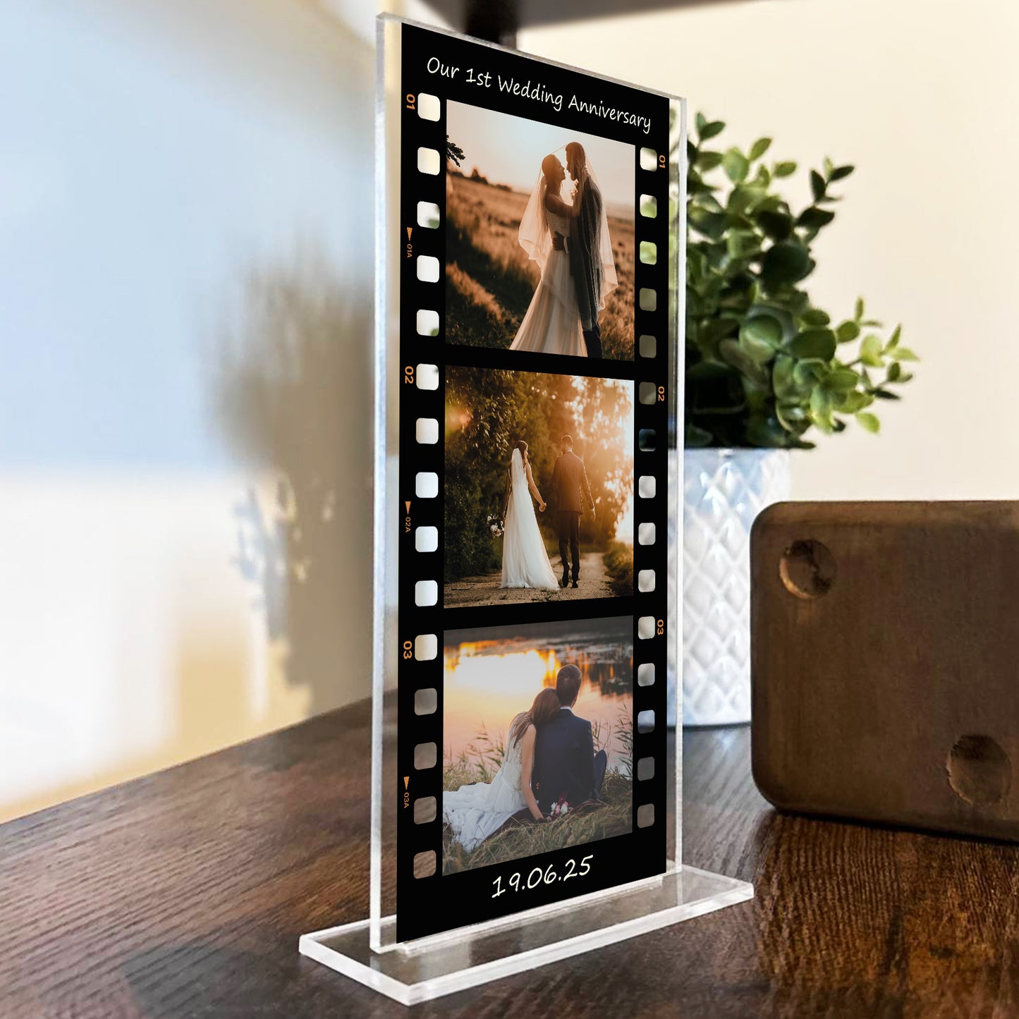 Personalised Retro Photo Film Plaque 1st Wedding Anniversary