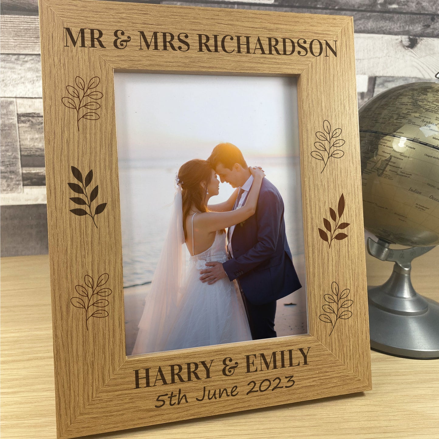 Wood Wedding Photo Frame Personalised Gift For Wife