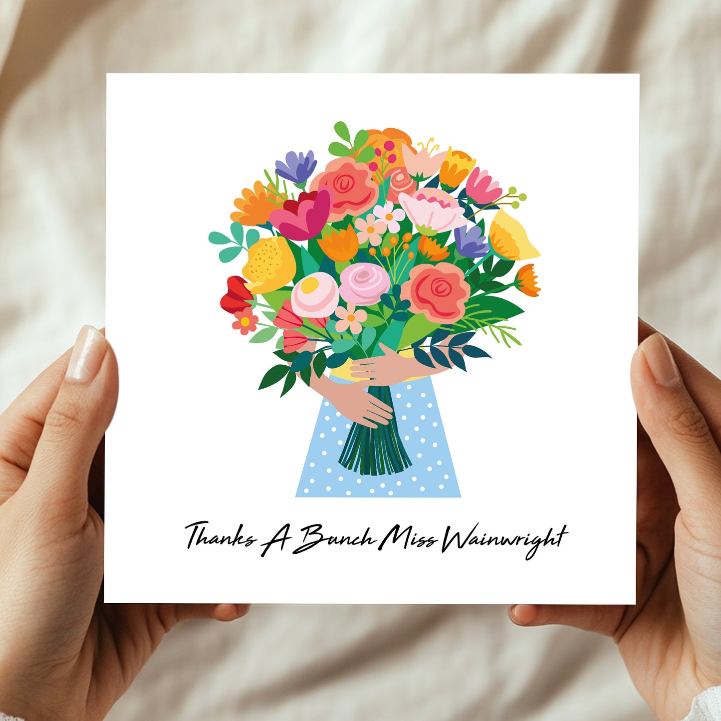 Personalised Teacher Card With Kraft Envelope THANKS A BUNCH