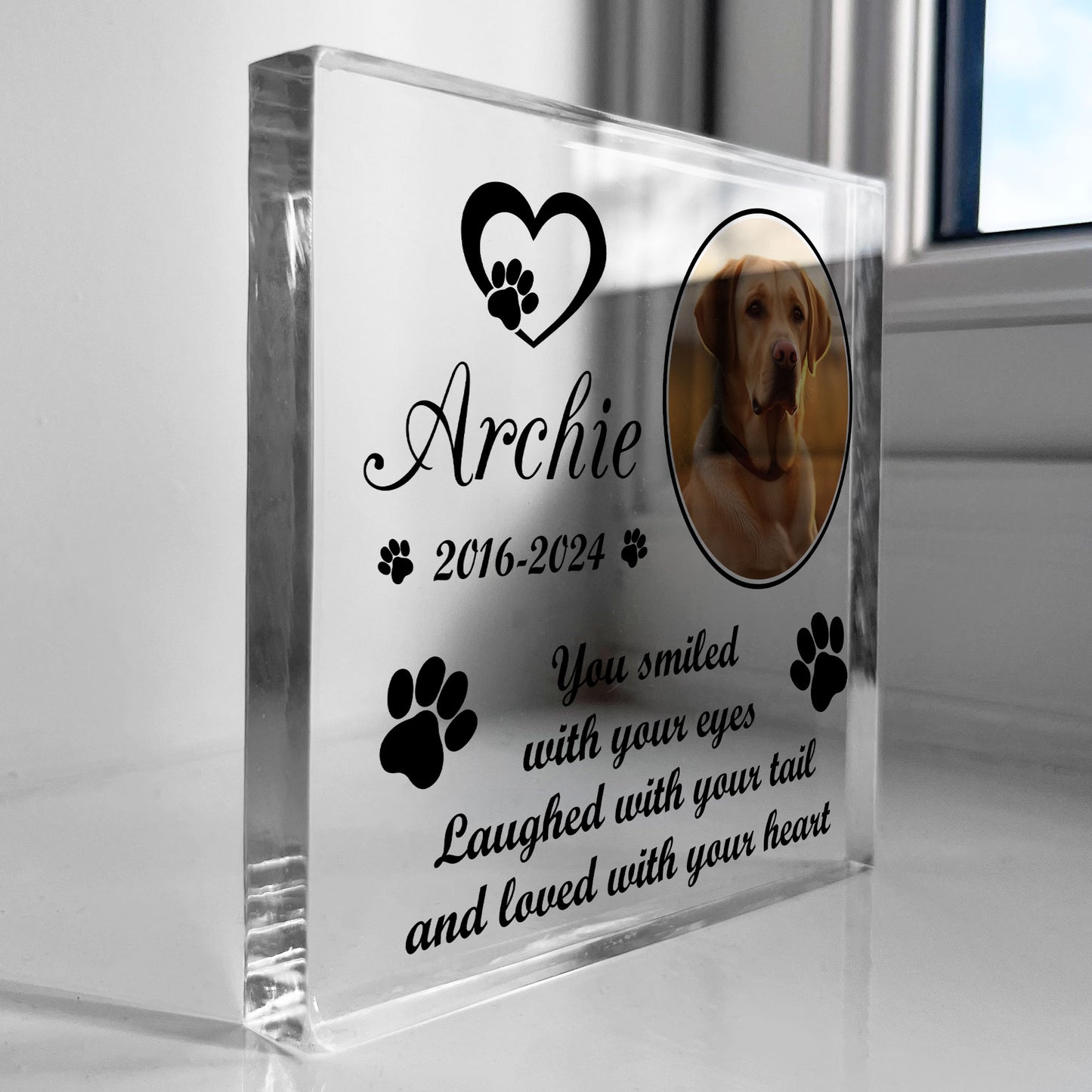 Freestanding Pet Memorial Plaque Photo Printed Personalised Dog