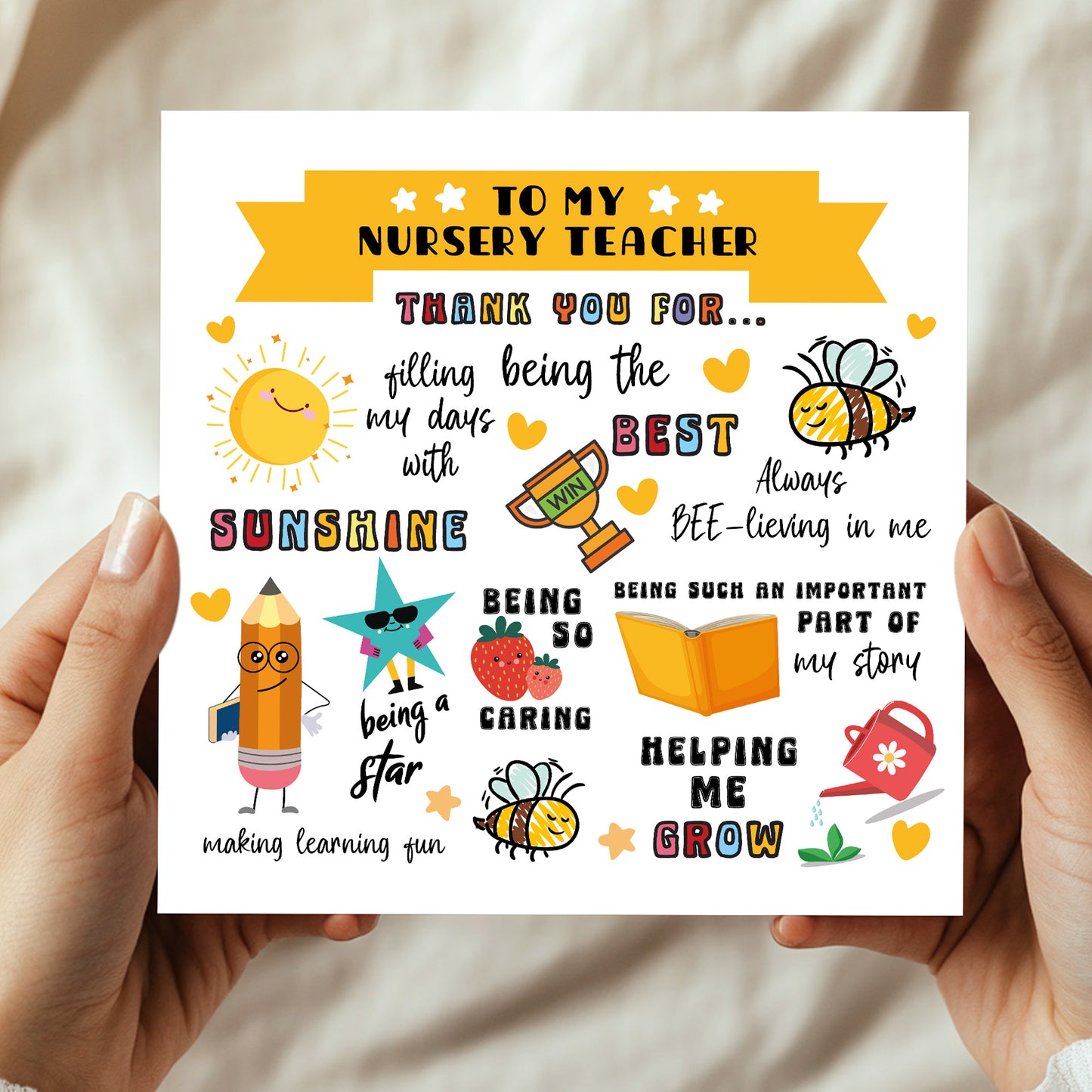 Nursery Teacher Thank You Card For Nursery Teacher