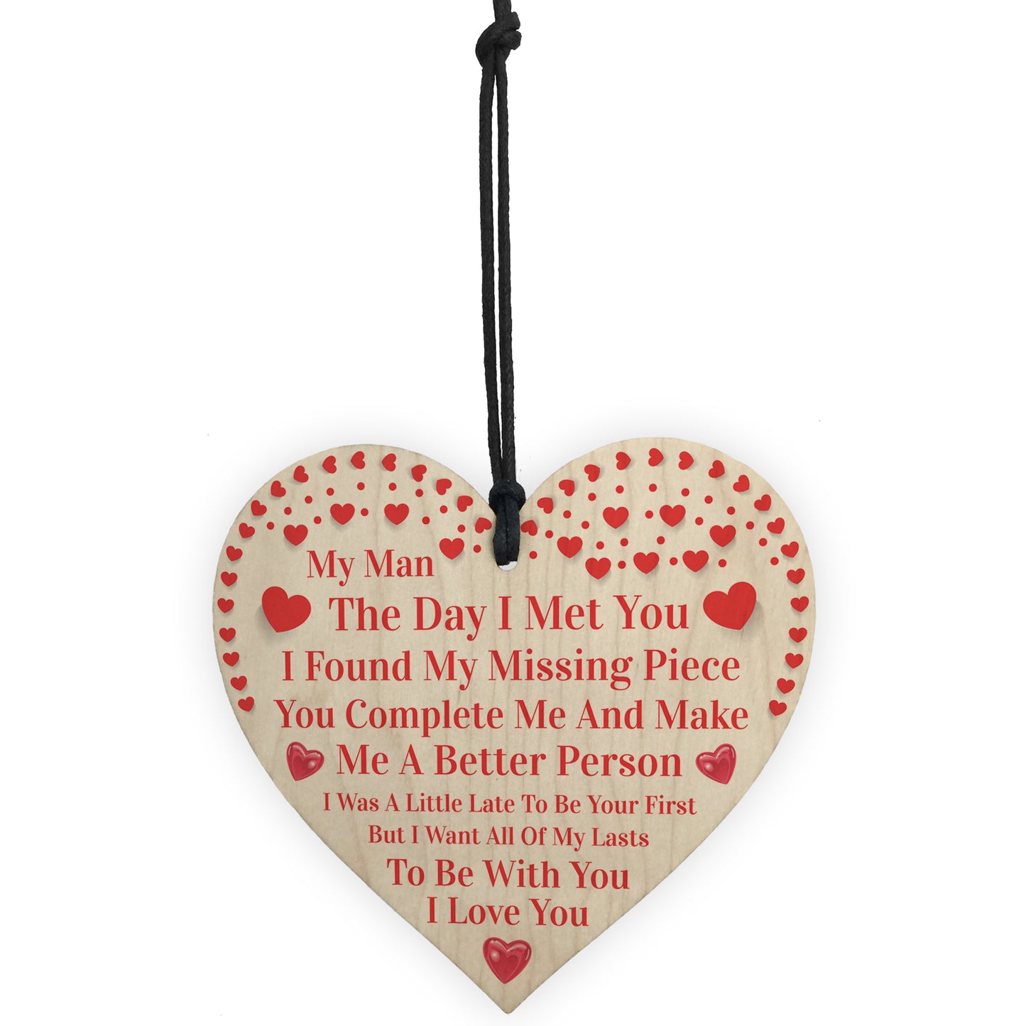 My Man Gift Wood Heart Couple Gift For Boyfriend Husband