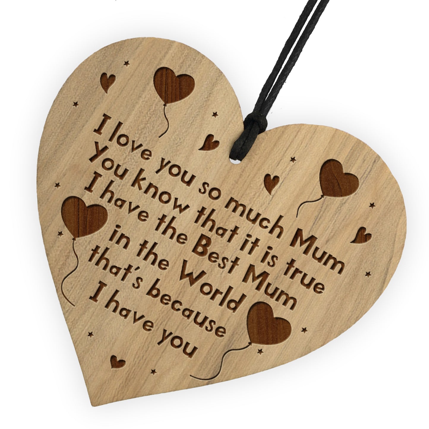 Mum Gifts For Birthday Engraved Wood Heart Gift For Mum