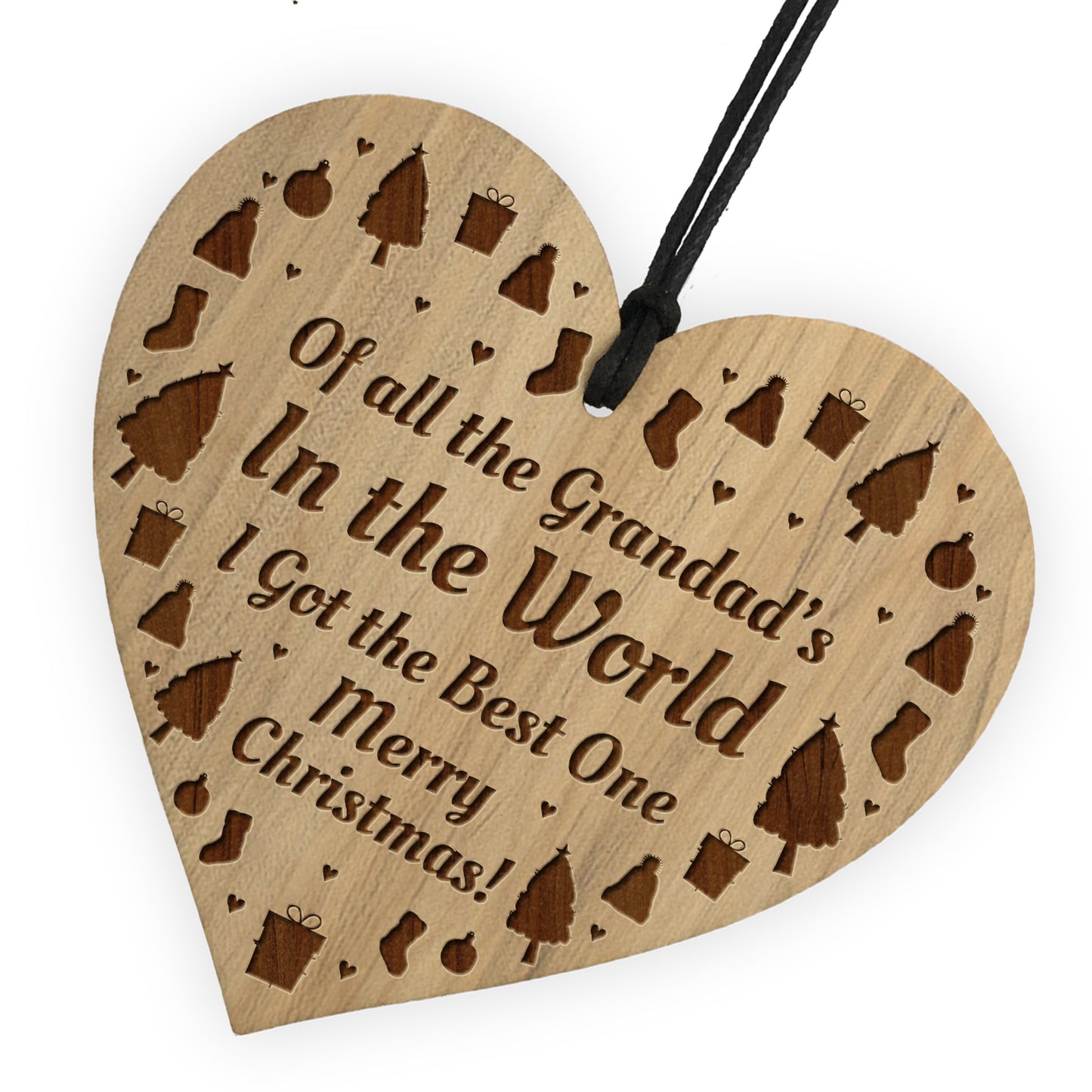 Christmas Gift For Grandad Hanging Wooden Heart Grandparent