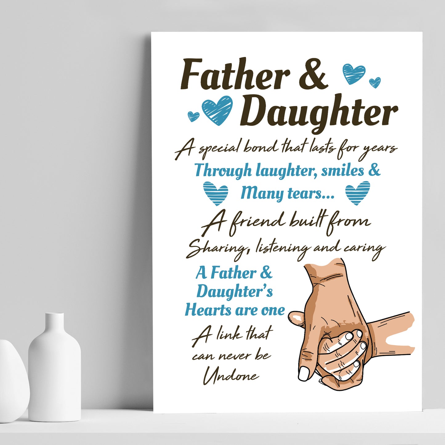 Father And Daughter Gift Black A4 Wood Frame Father's Day