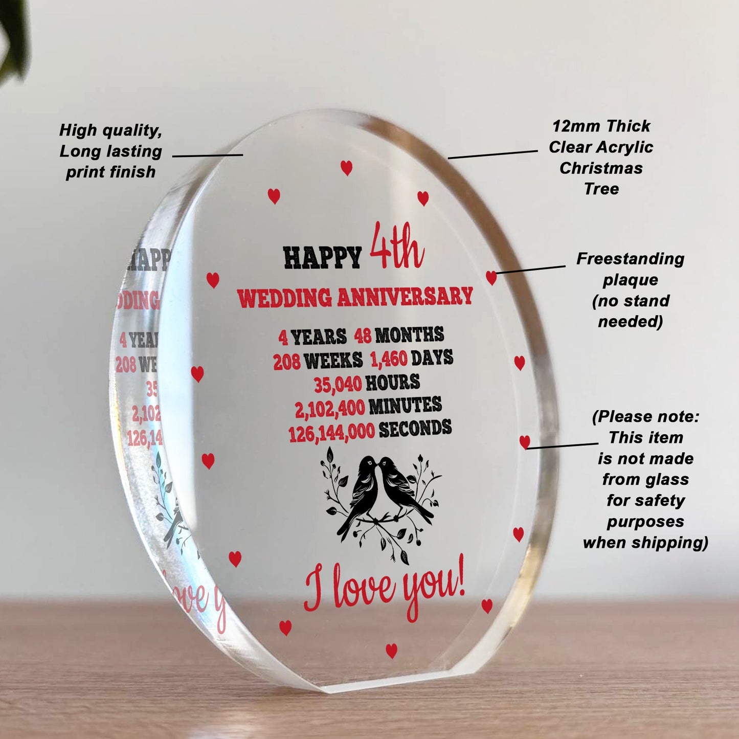 4th Anniversary Wedding Gifts for Wife Couple Gift Acrylic Sign