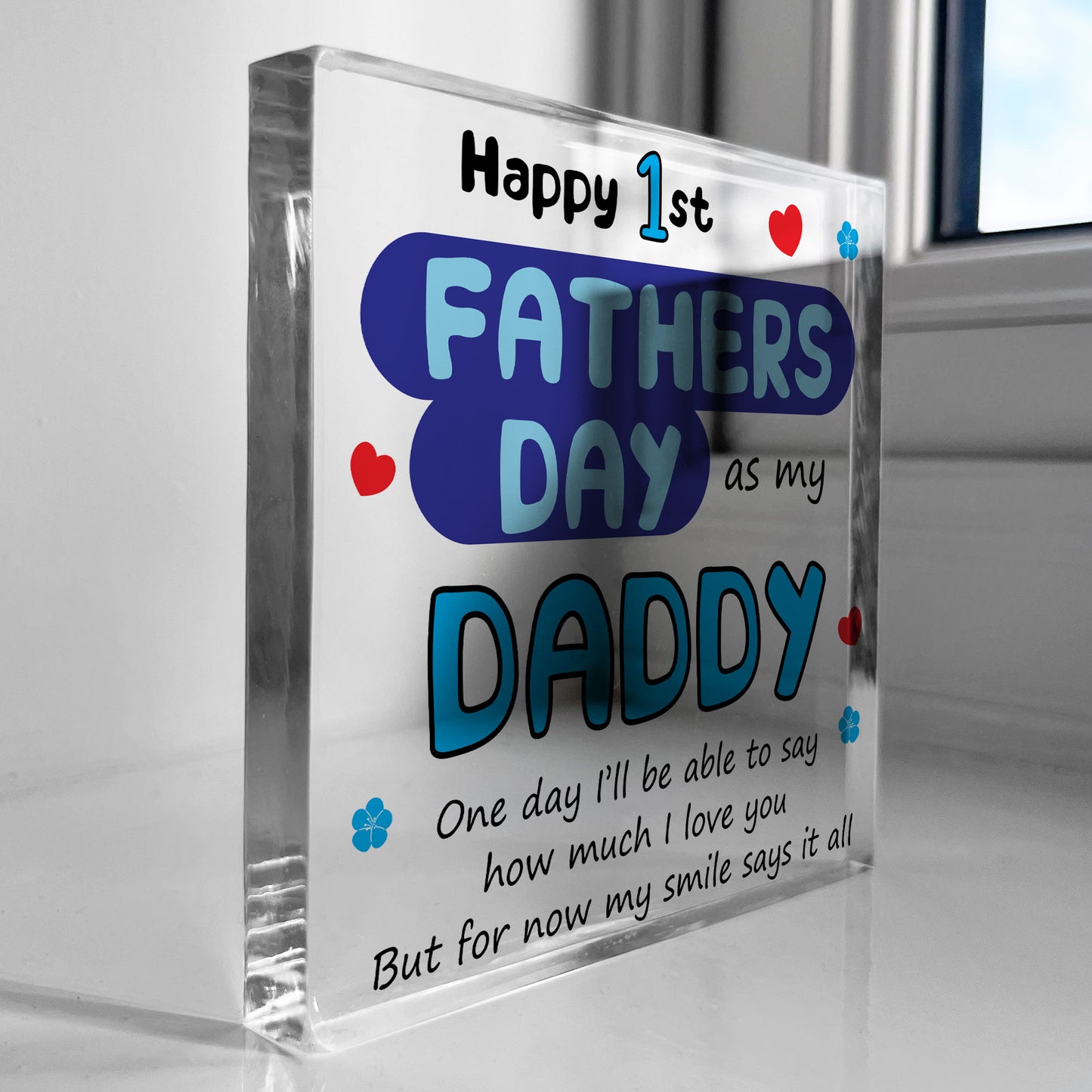 Cute 1st Fathers Day Gift For Dad Daddy Acrylic Block Present