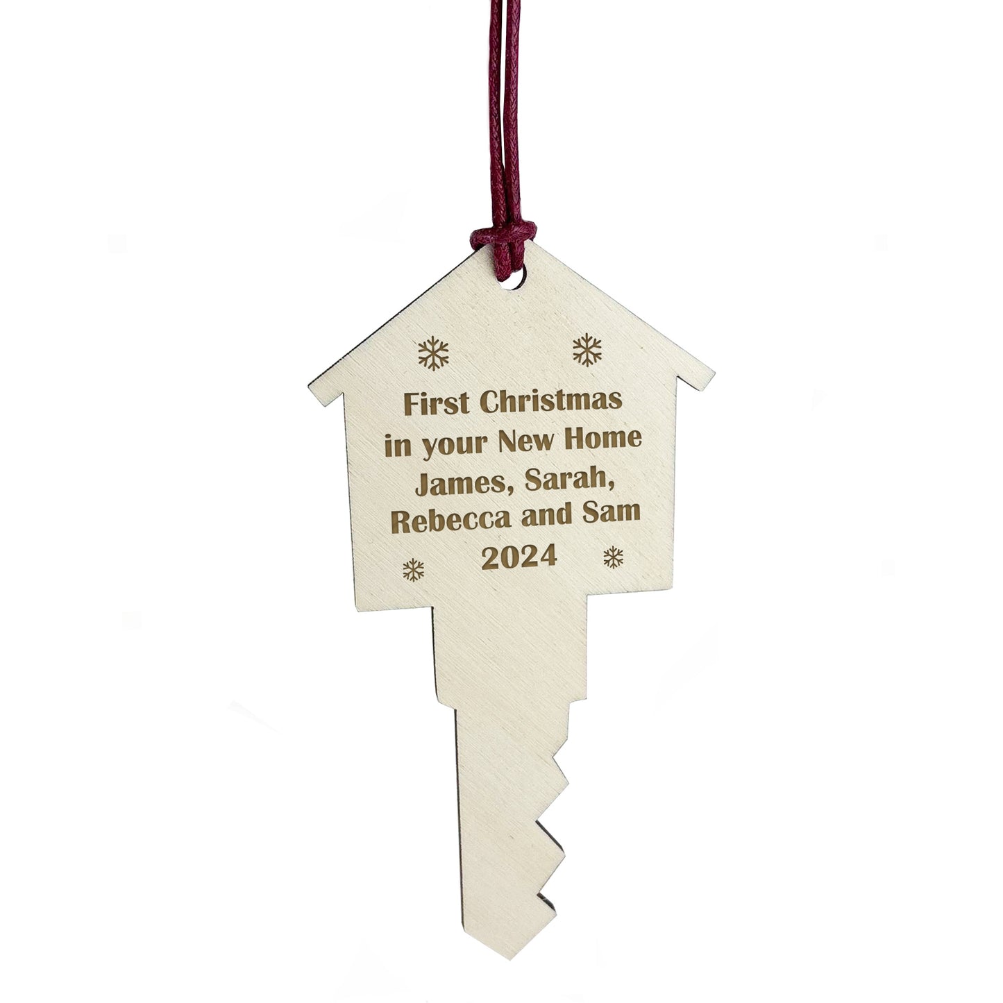 First Christmas in Your New Home Bauble Personalised Wooden Key