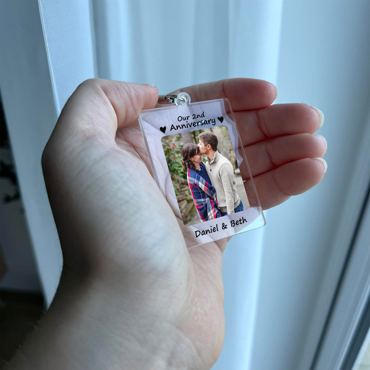 Custom Couple Keychain Personalised 2nd Anniversary Gift