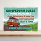 Novelty CAMPERVAN RULES SIGN Wall Door Plaque Novelty Campervan