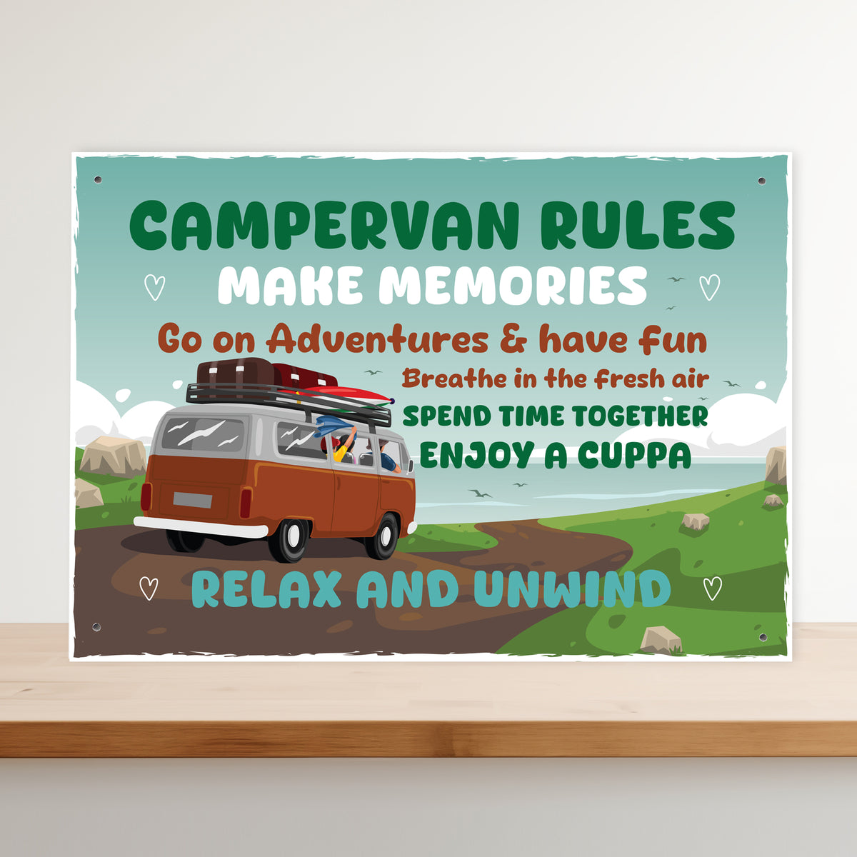 Novelty CAMPERVAN RULES SIGN Wall Door Plaque Novelty Campervan