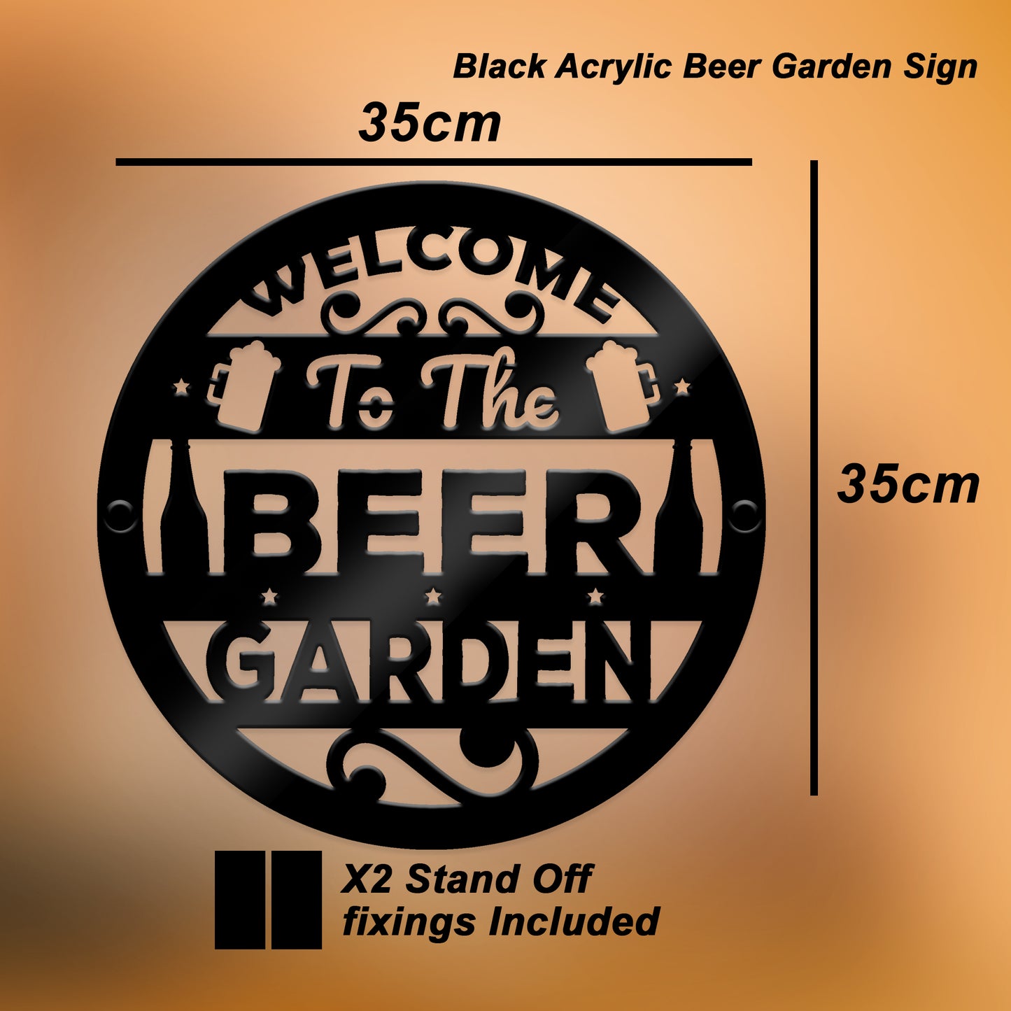 Beer Garden Welcome Signs For Outside Home Bar Pub 35x35cm