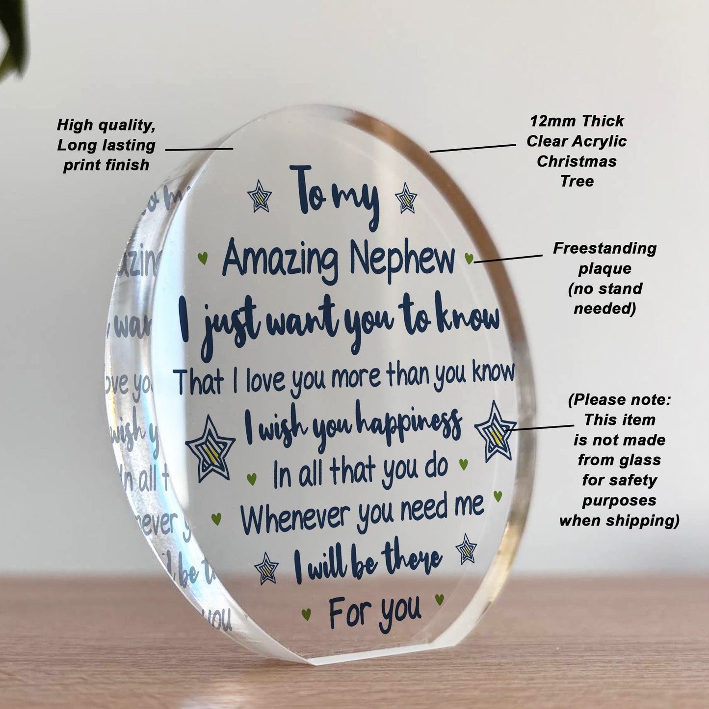 To My Amazing Nephew Gift From Auntie Uncle Freestanding Plaque
