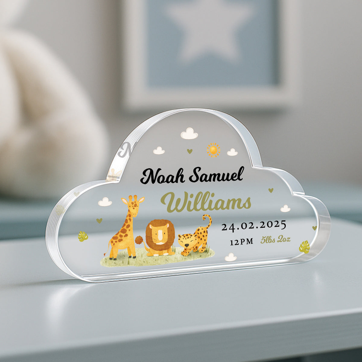 Gift For Son Godson Nephew Grandson Baby Boy Cloud Birth Details