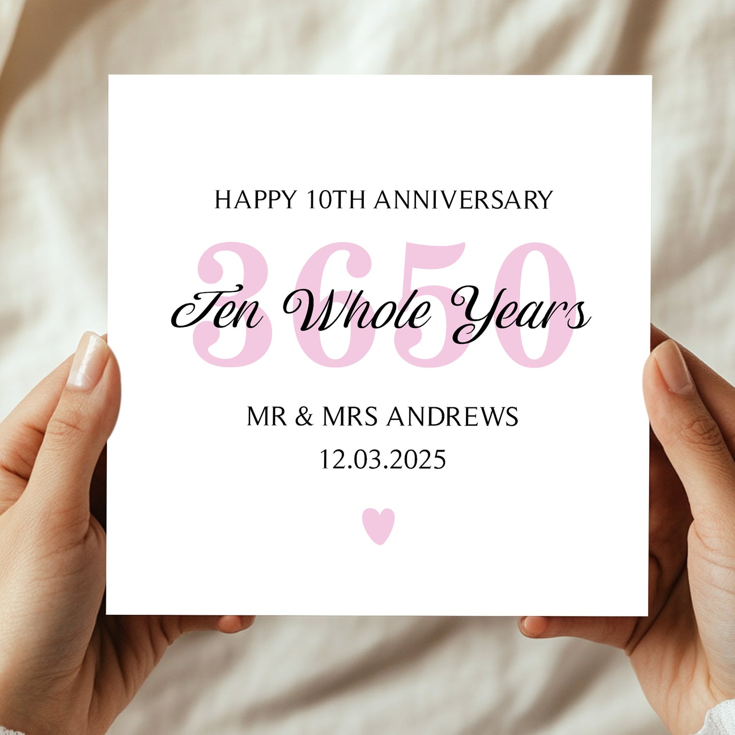 Personalised 10th Wedding Anniversary Card For Husband Wife