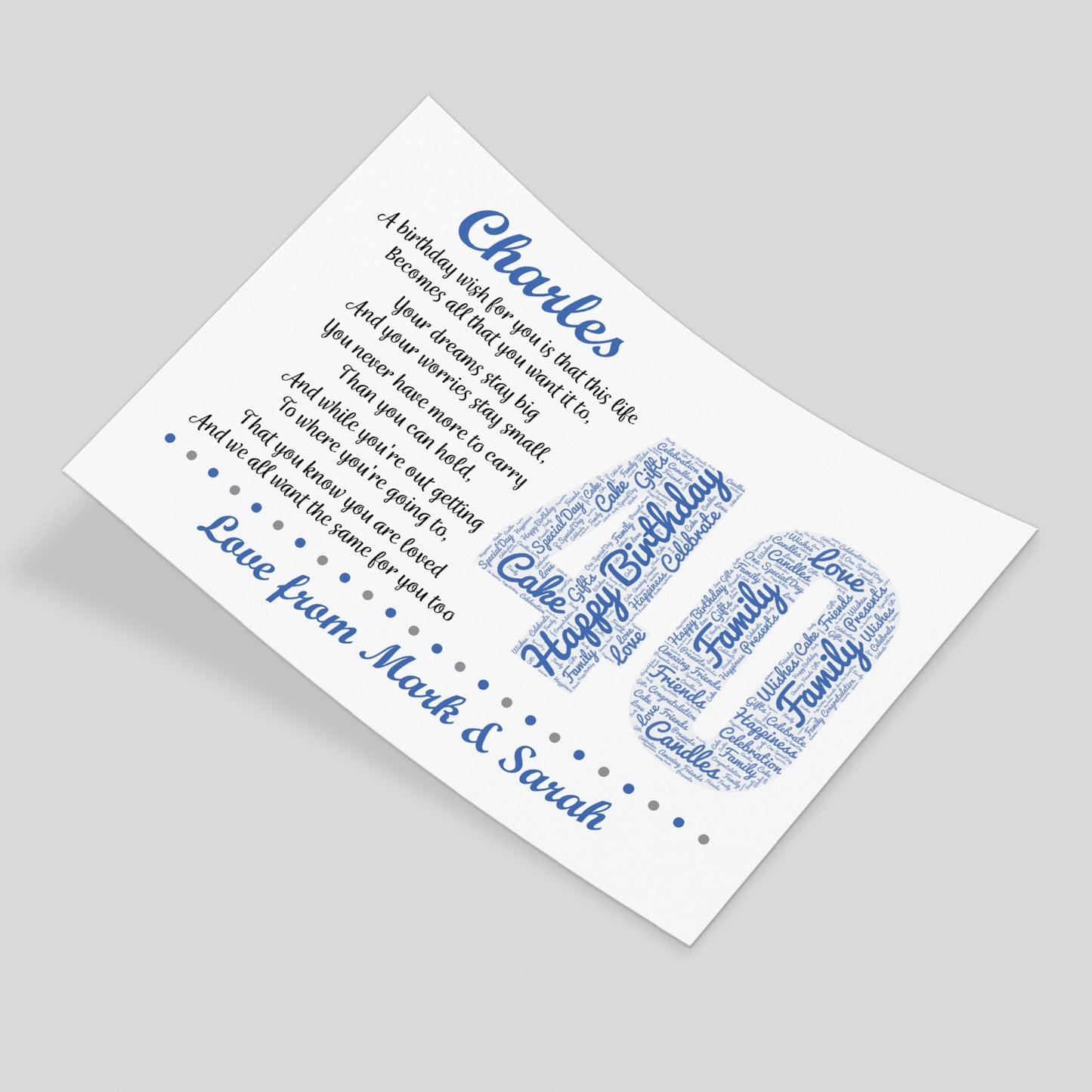 Personalised 40th Birthday Gifts for Him Husband Dad A3 Print