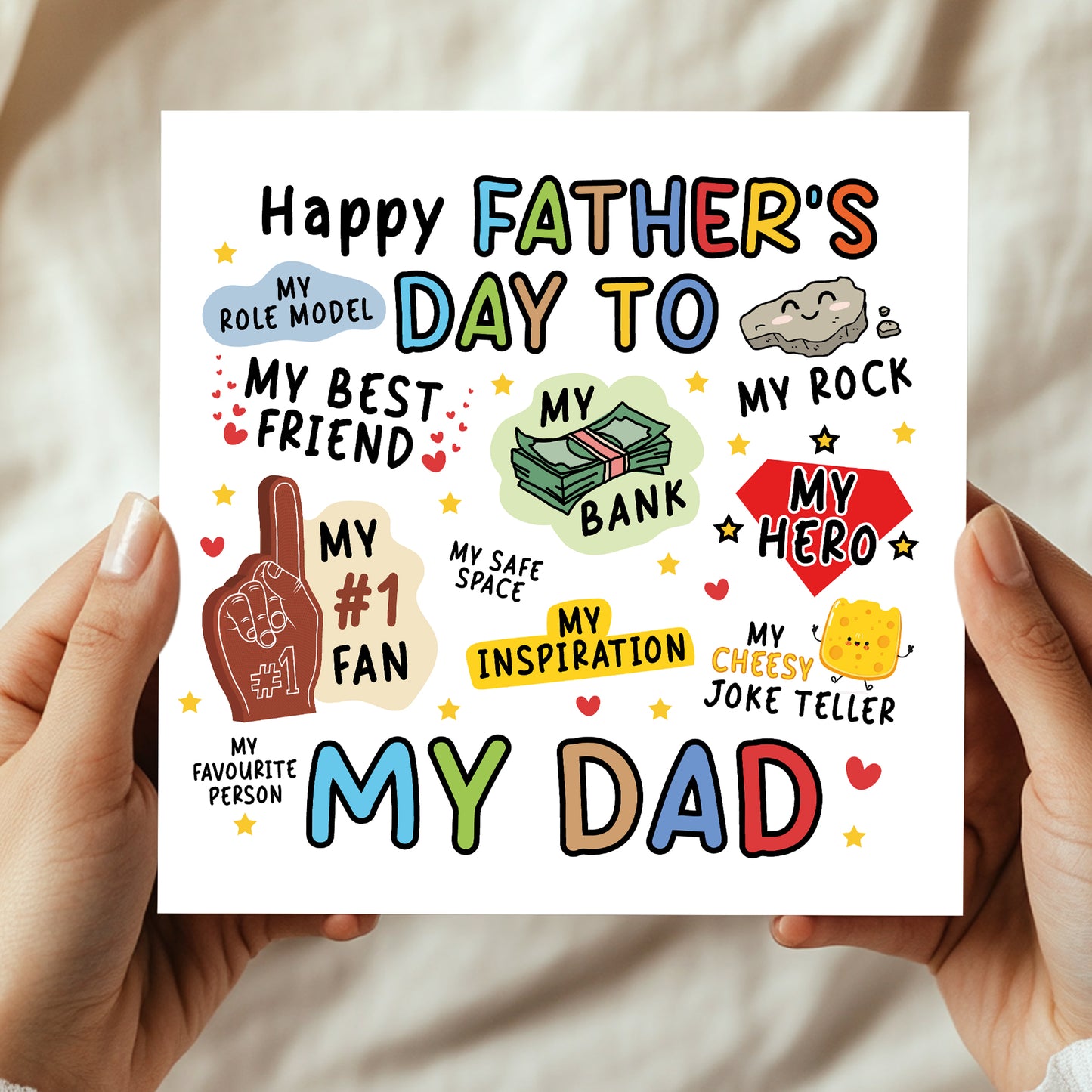 Novelty Fathers Day Card For Dad My Rock My Hero Cute Card