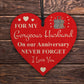 Husband Anniversary Husband Gifts From Wife Wooden Hanging Heart