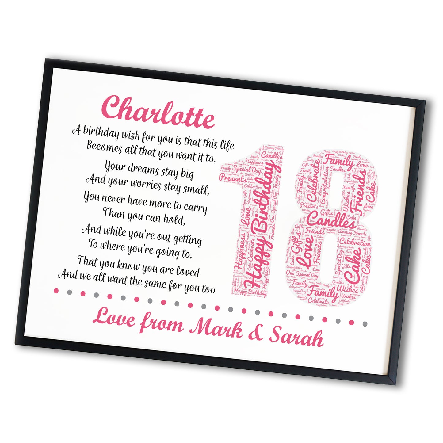 Personalised 18th Birthday Gifts for Daughter A3 Framed Print