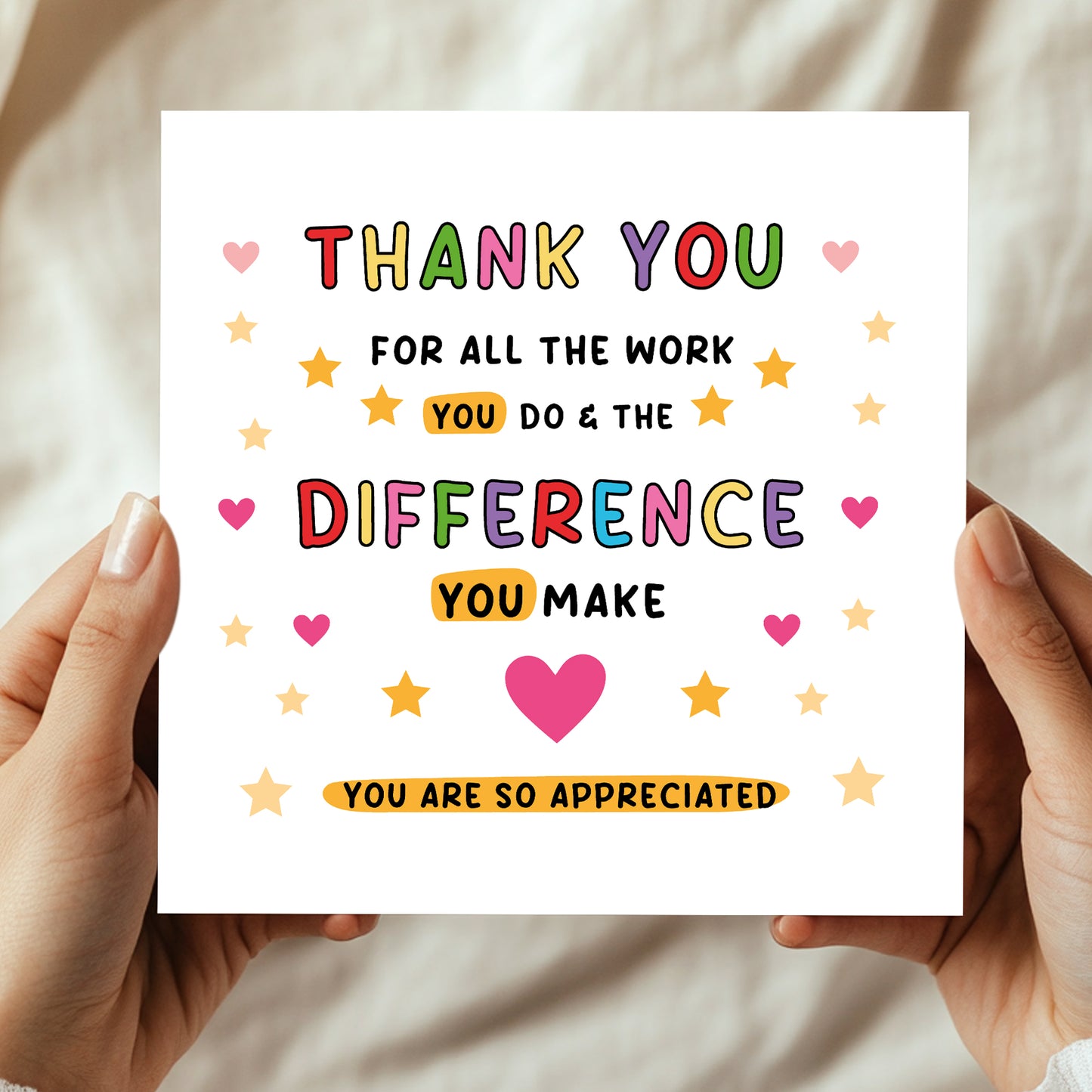 Thank You Card For Teacher Volunteer Colleague Best Friend