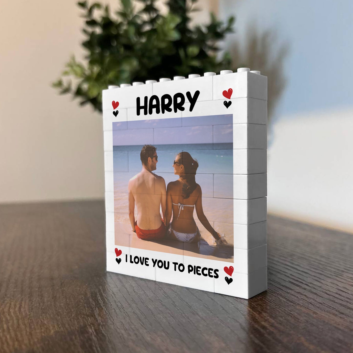 Personalised Love You To Pieces Photo Block Gift for Boyfriend