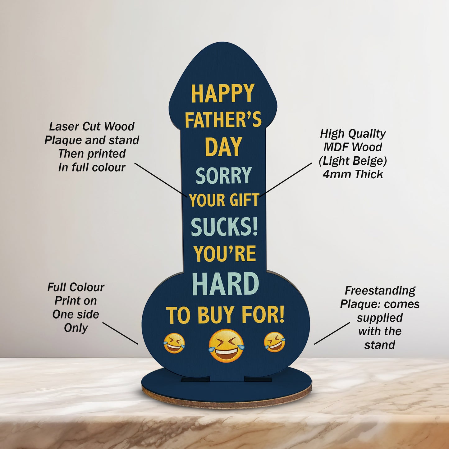 Funny Happy Father's Day Plaque Gift For Dad Rude Dad Gift