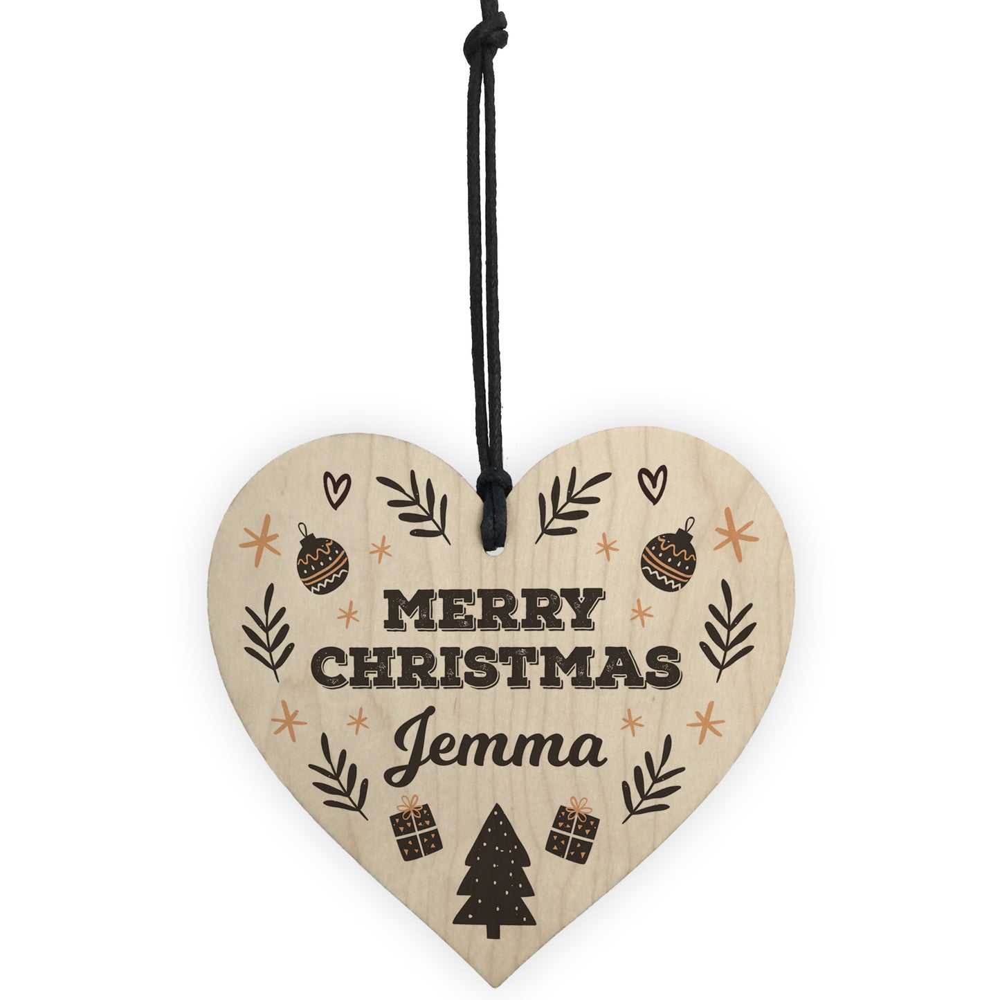 Personalised Merry Christmas Wood Heart Gift For Friends Family